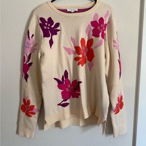 THML Cream Sweater with Pink and Purple Floral Design